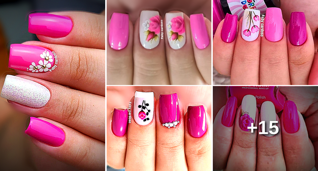 unhas decoradas na cor rosa