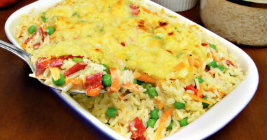 arroz de forno simples e completo